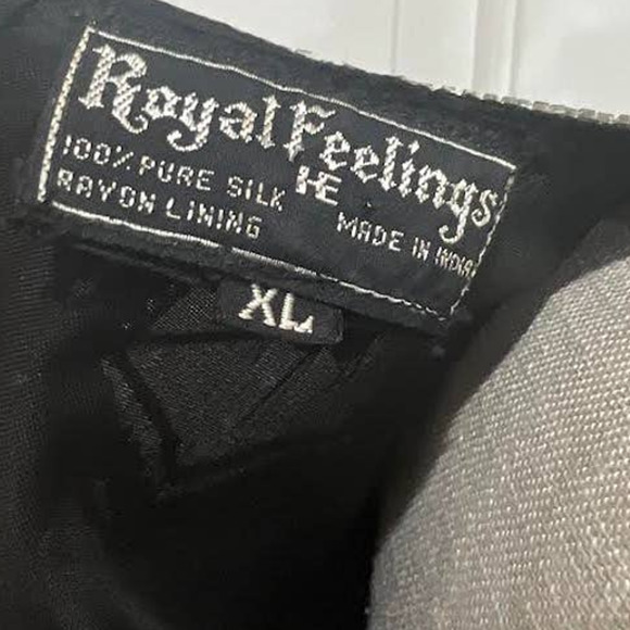 Vtg Black Blue Gold Geometric Silk Beaded Sequin Evening Blouse Top Scalloped - Picture 5 of 5